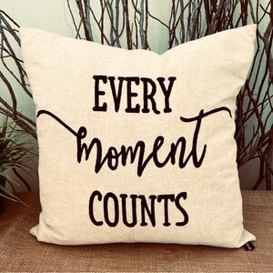 Rodeo Home Feather “Every Moment Counts” Embroidered Accent Pillow Square